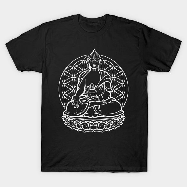 Medicine Buddha Sacred Geometry T-Shirt by RadStar